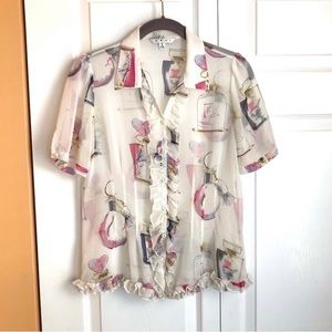 CAbi Chiffon Glam Button Up Blouse Size Small EUC